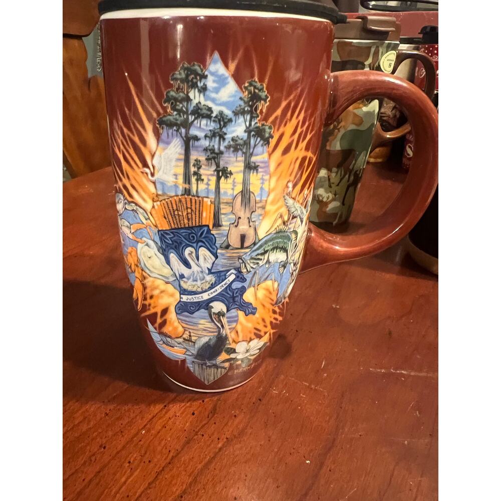 New Orleans Justice Confidence Ceramic Travel Mug Coffee Cup Festive Bayou South